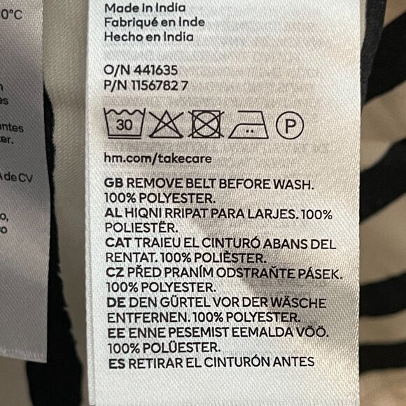 H&M Women Classic Modern Clean Girl Striped Satin Tie Waist Maxi Shirt Dress M - Picture 12 of 13